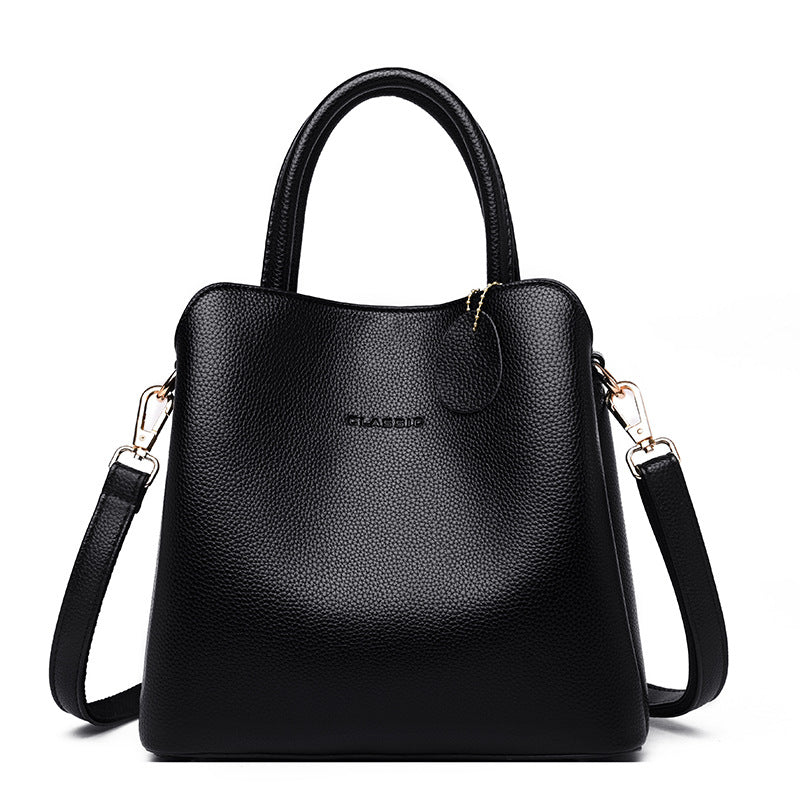 Women's Casual Leather Handbag - Classic Leather Bag