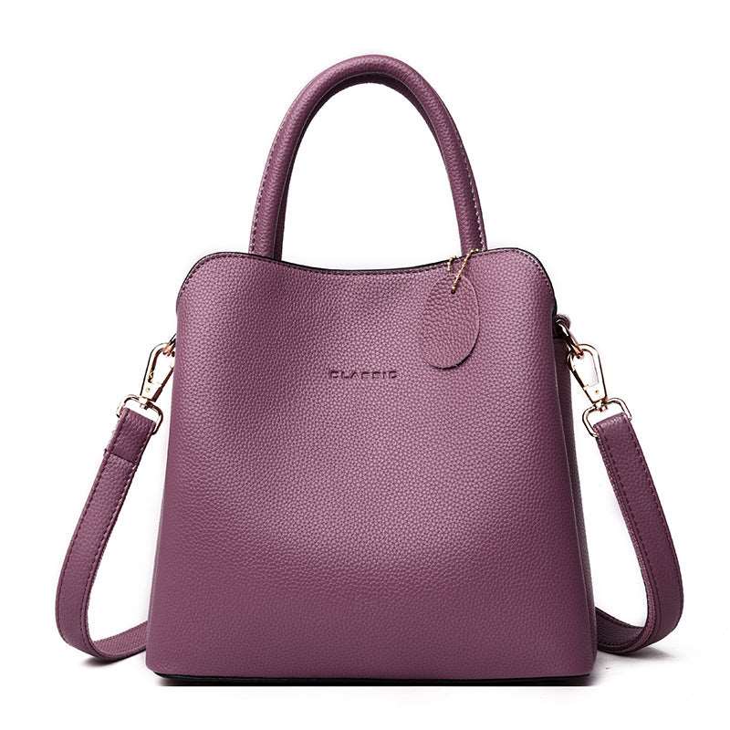 Women's Casual Leather Handbag - Classic Leather Bag