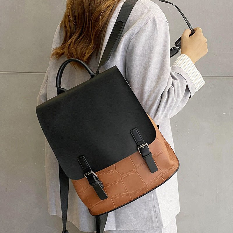 Women's Genuine Leather Assorted Color Simple Backpack - Classic Leather Bag