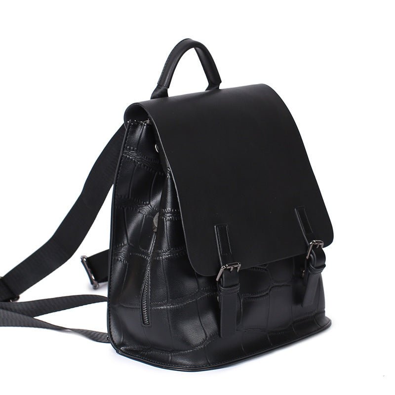 Women's Genuine Leather Assorted Color Simple Backpack - Classic Leather Bag