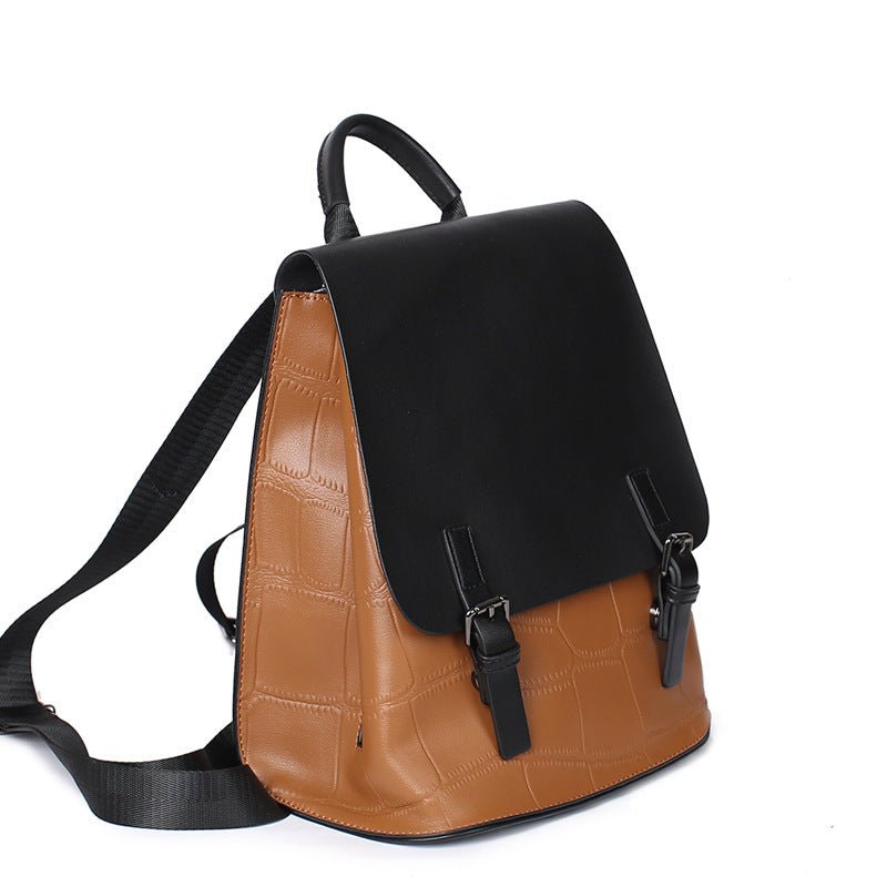 Women's Genuine Leather Assorted Color Simple Backpack - Classic Leather Bag