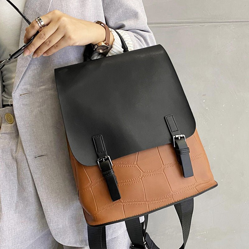 Women's Genuine Leather Assorted Color Simple Backpack - Classic Leather Bag
