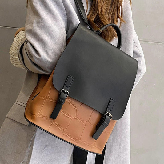 Women's Genuine Leather Assorted Color Simple Backpack - Classic Leather Bag