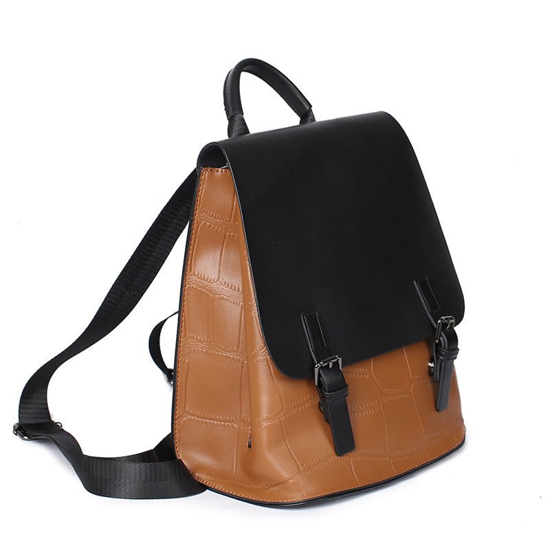 Women's Genuine Leather Assorted Color Simple Backpack - Classic Leather Bag