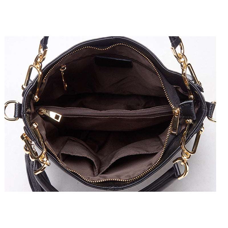Women's Leather Round Casual Shoulder Crossbody Bag