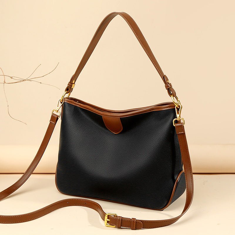 Women's Large-Capacity Crossbody Bucket Bag - Classic Leather Bag