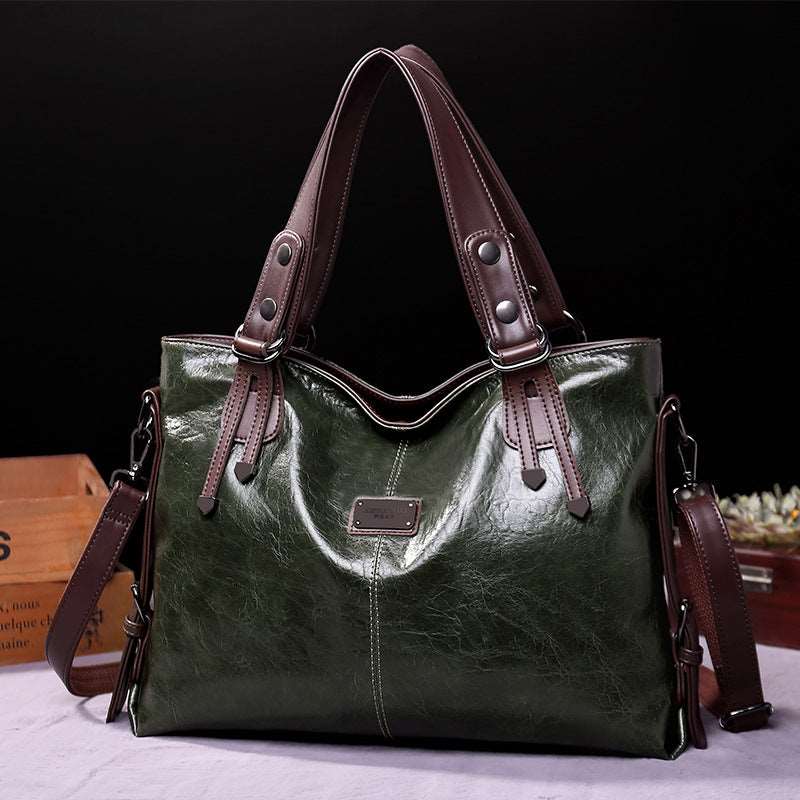 Women's Large Capacity Retro Leather Shoulder Crossbody Tote - Classic Leather Bag