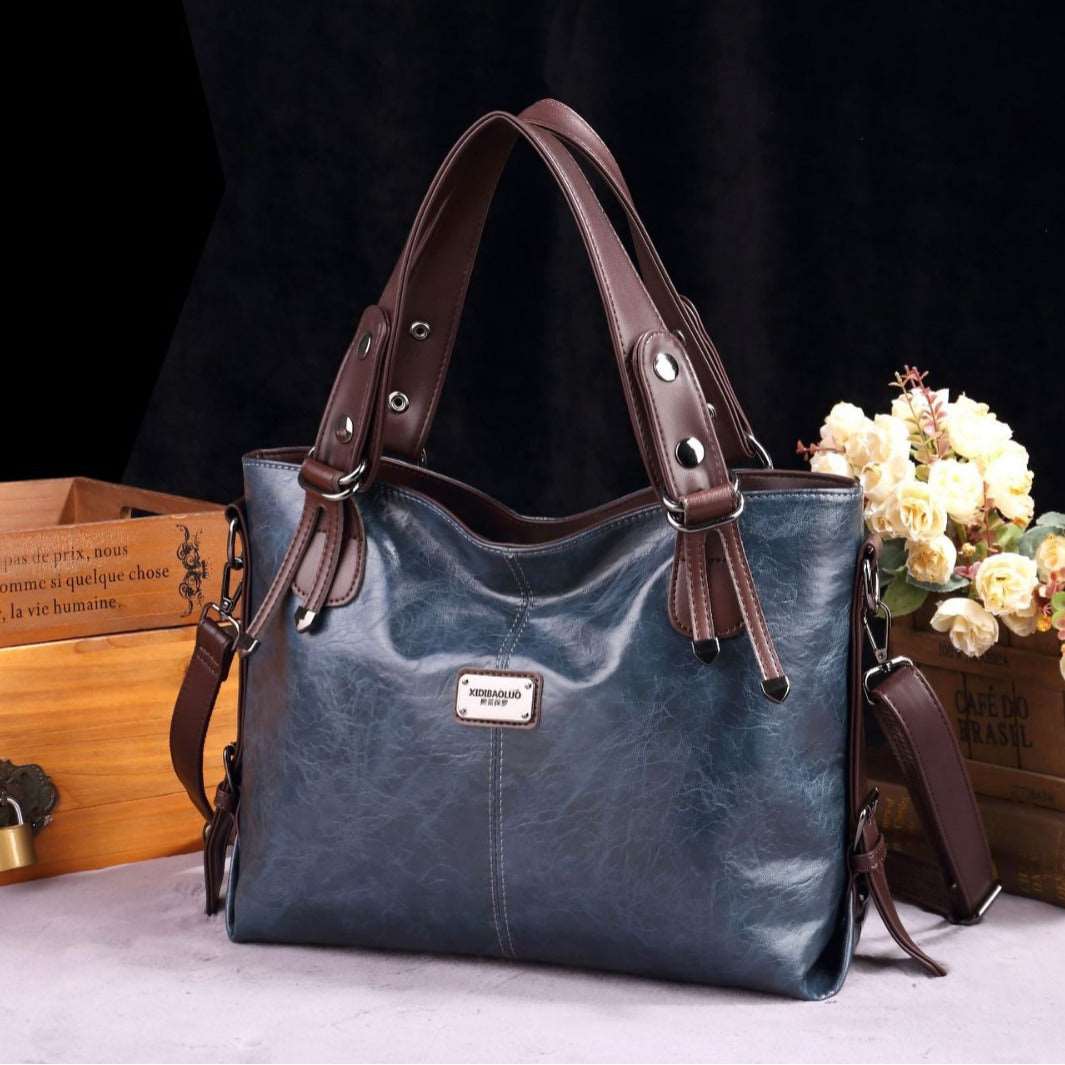 Women's Large Capacity Retro Leather Shoulder Crossbody Tote - Classic Leather Bag