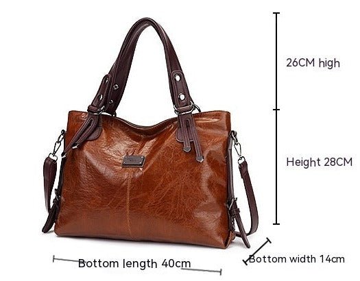 Women's Large Capacity Retro Leather Shoulder Crossbody Tote - Classic Leather Bag