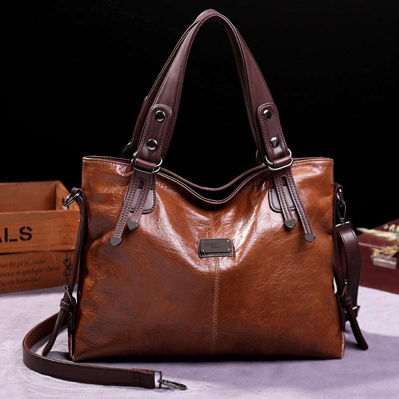 Women's Large Capacity Retro Leather Shoulder Crossbody Tote - Classic Leather Bag