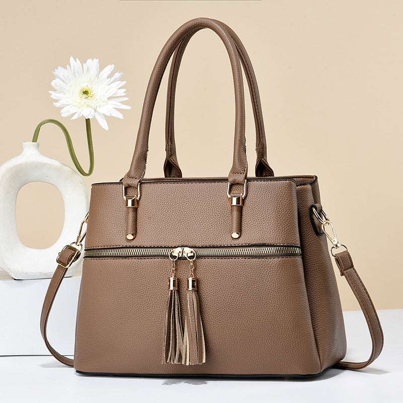 Women's Large Capacity Soft Leather Tassel Shoulder Bag - Classic Leather Bag