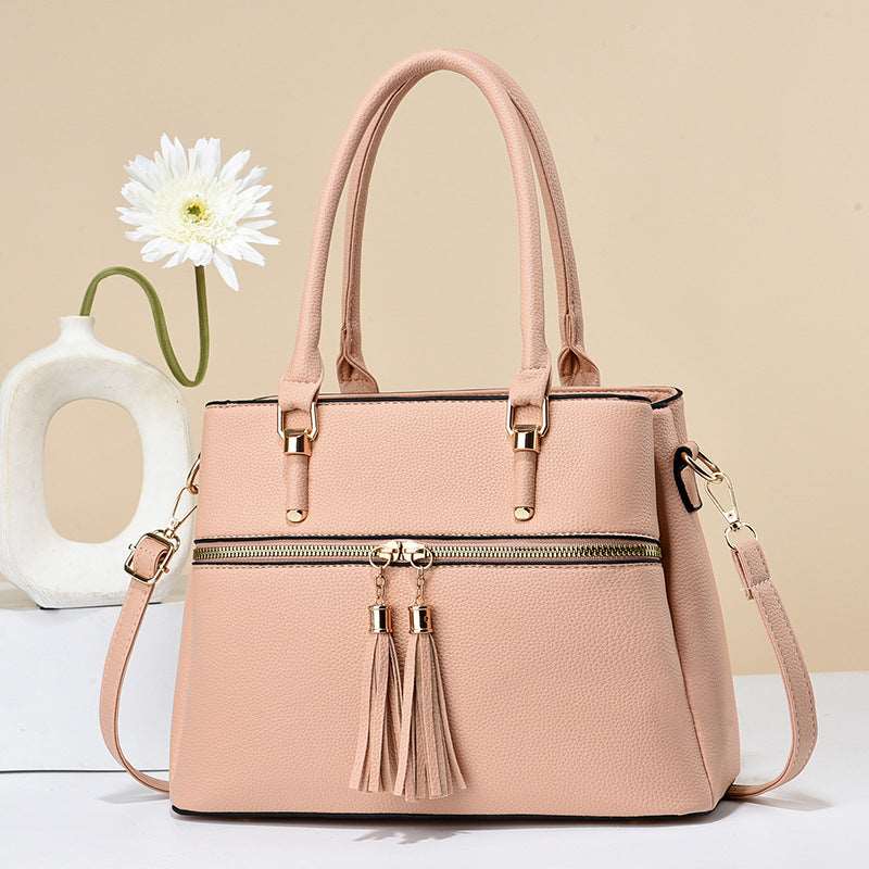 Women's Large Capacity Soft Leather Tassel Shoulder Bag - Classic Leather Bag