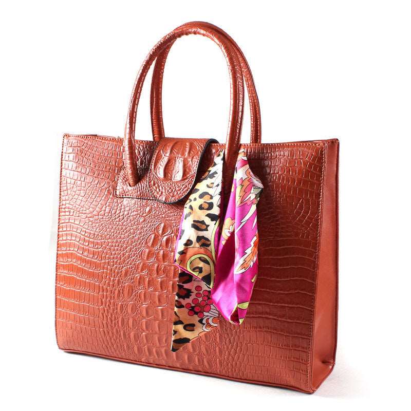 Women's Large Crocodile Tote - Classic Leather Bag