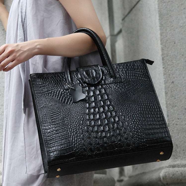 Women's Large Crocodile Tote - Classic Leather Bag