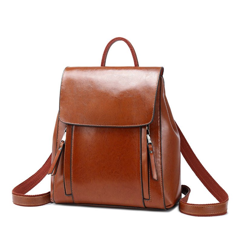 Women's Leather Cowhide Backpack - Classic Leather Bag