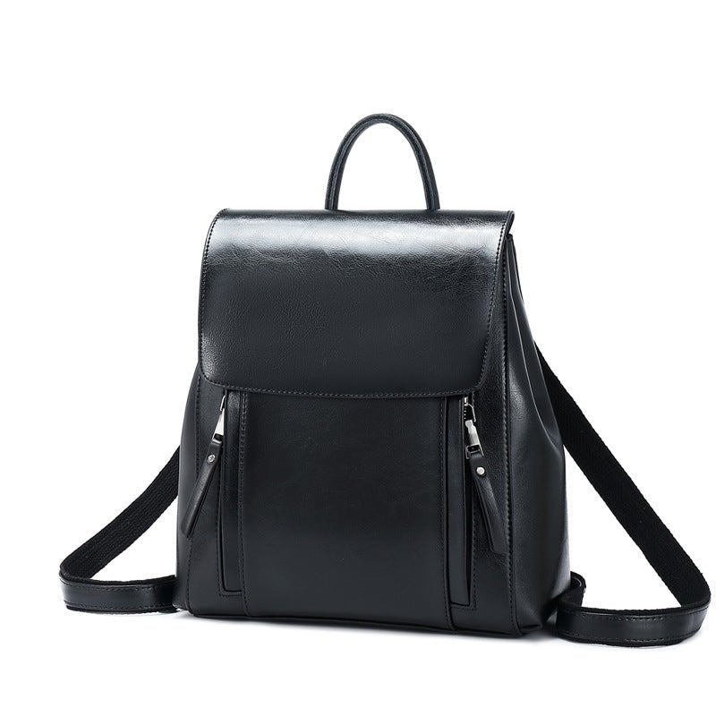 Women's Leather Cowhide Backpack - Classic Leather Bag