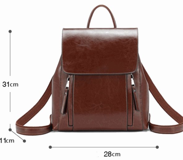 Women's Leather Cowhide Backpack - Classic Leather Bag