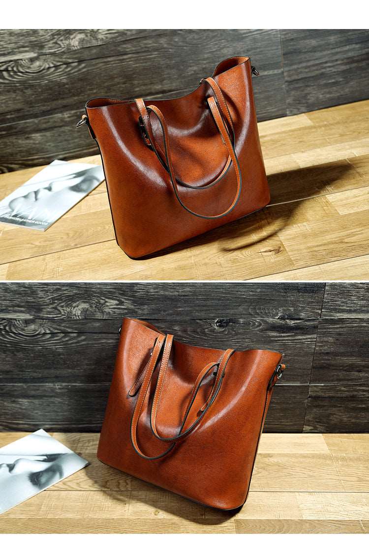 Women's Leather Minimalist Tote Bag - Classic Leather Bag