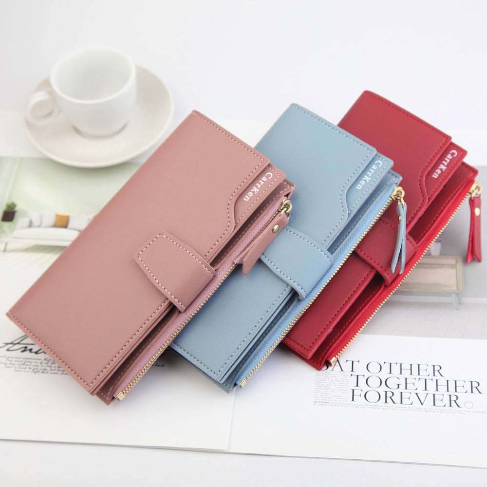 Women's Long Zipper Wallet - Classic Leather Bag