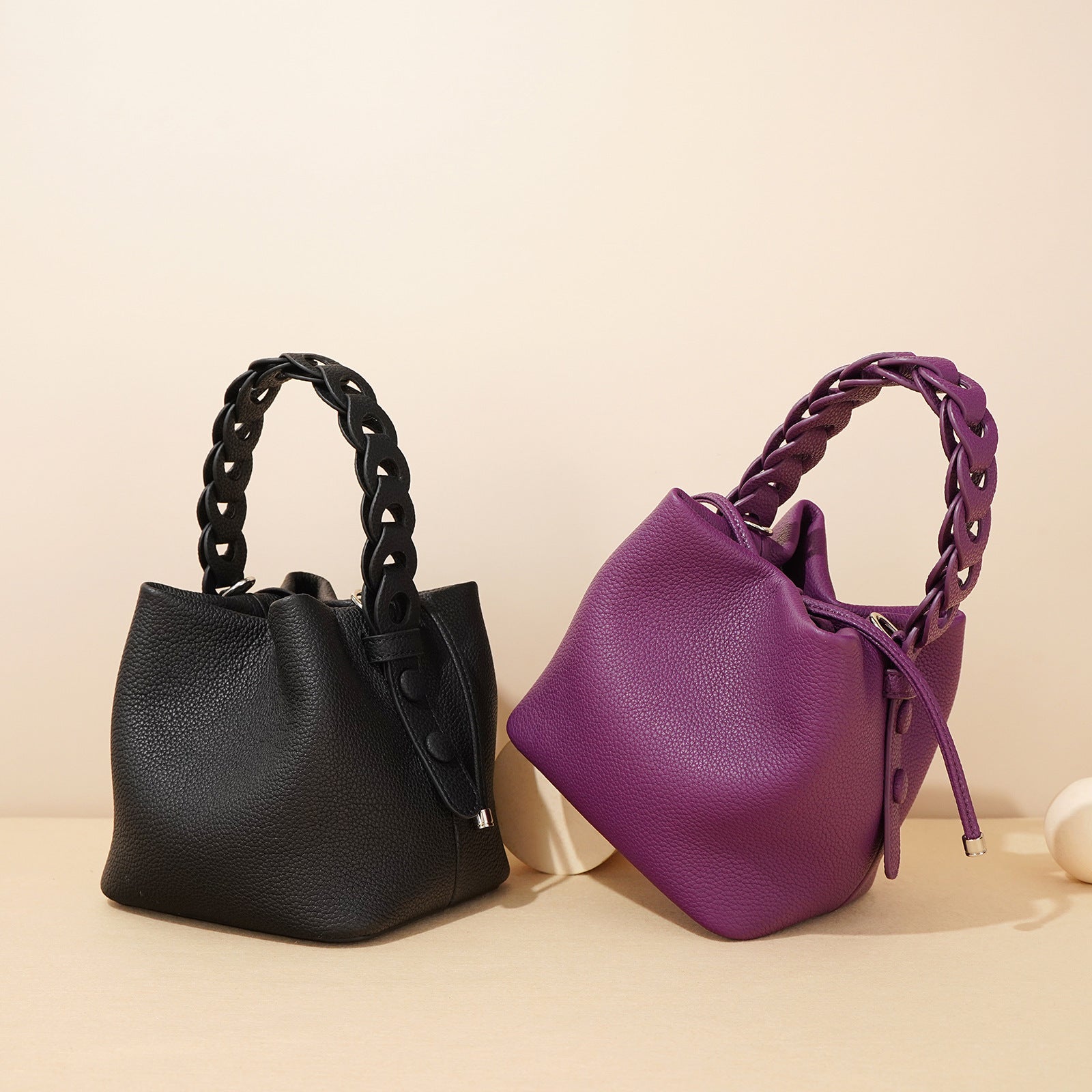 Women's Luxury Genuine Leather Bucket Bag Spring - Classic Leather Bag