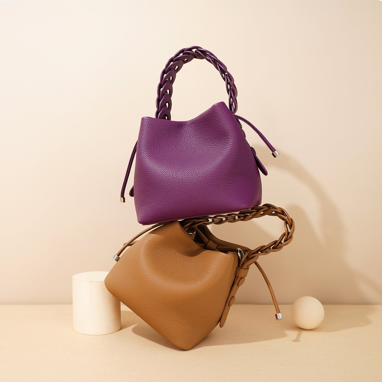 Women's Luxury Genuine Leather Bucket Bag Spring - Classic Leather Bag