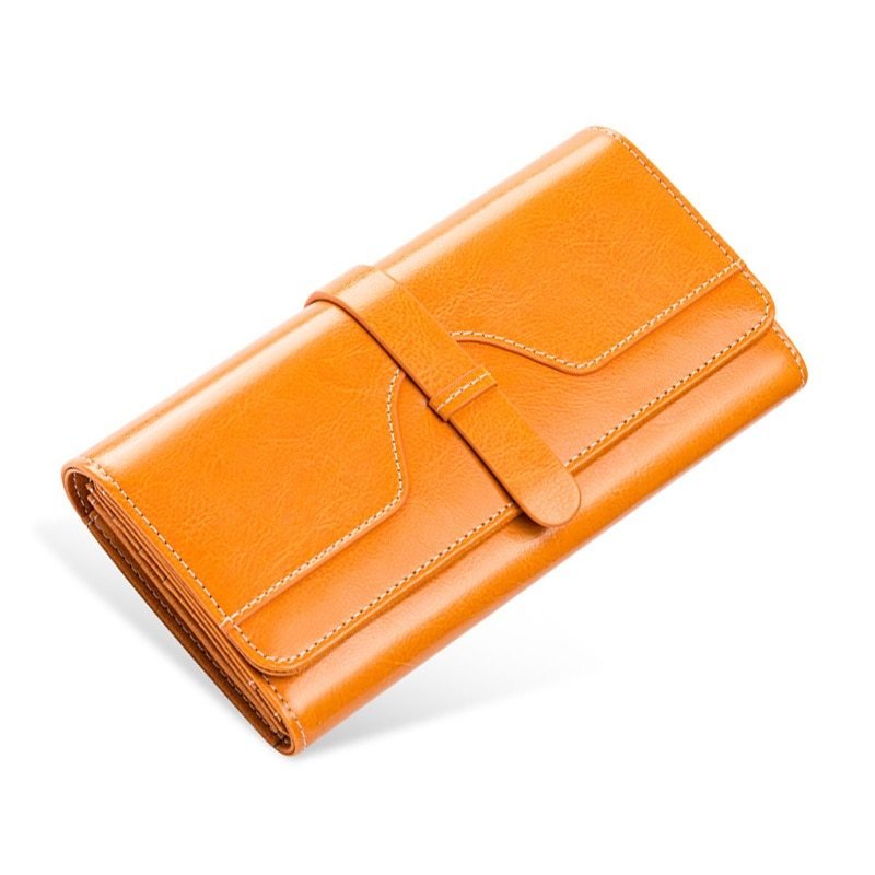 Women's Luxury Large Vintage Buckle Wallet - Classic Leather Bag