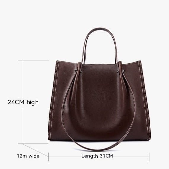 Women's Luxury One Shoulder Capacity Commuter Bag - Classic Leather Bag