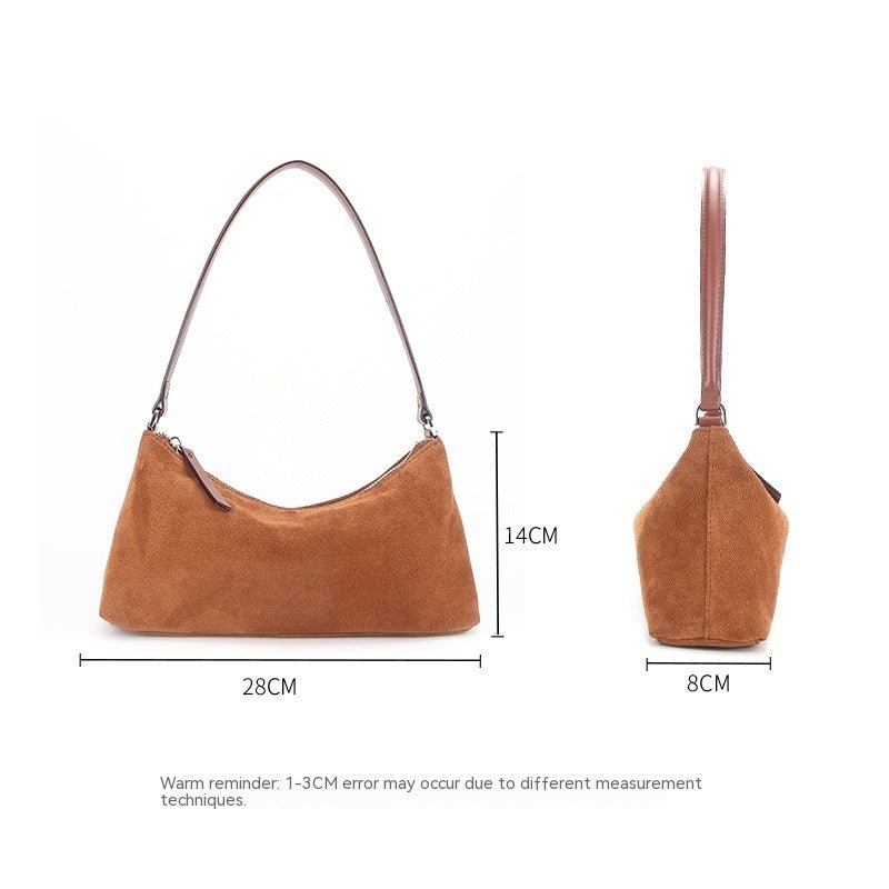 Women's Luxury Suede Underarm Leather Shoulder Handbag - Classic Leather Bag