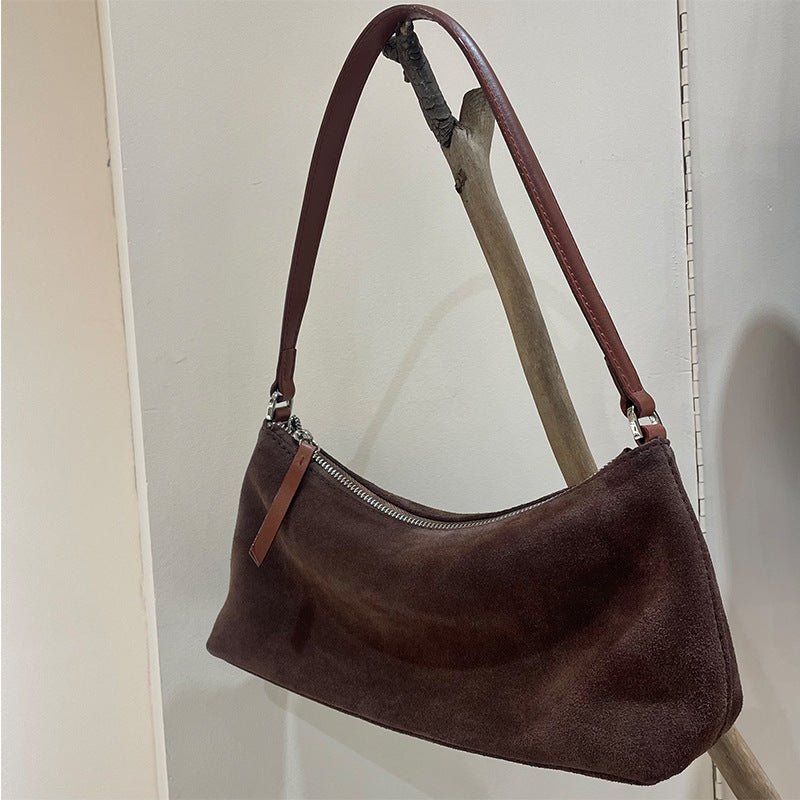 Women's Luxury Suede Underarm Leather Shoulder Handbag - Classic Leather Bag