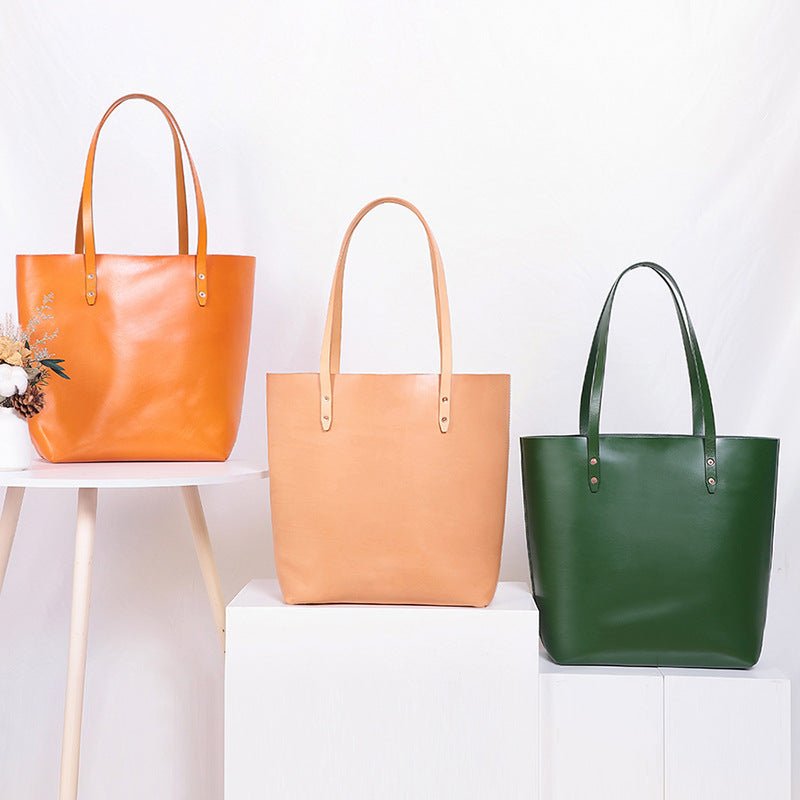 Women's Luxury Vegetable Tanned Leather Large-Capacity Tote Bag - Classic Leather Bag