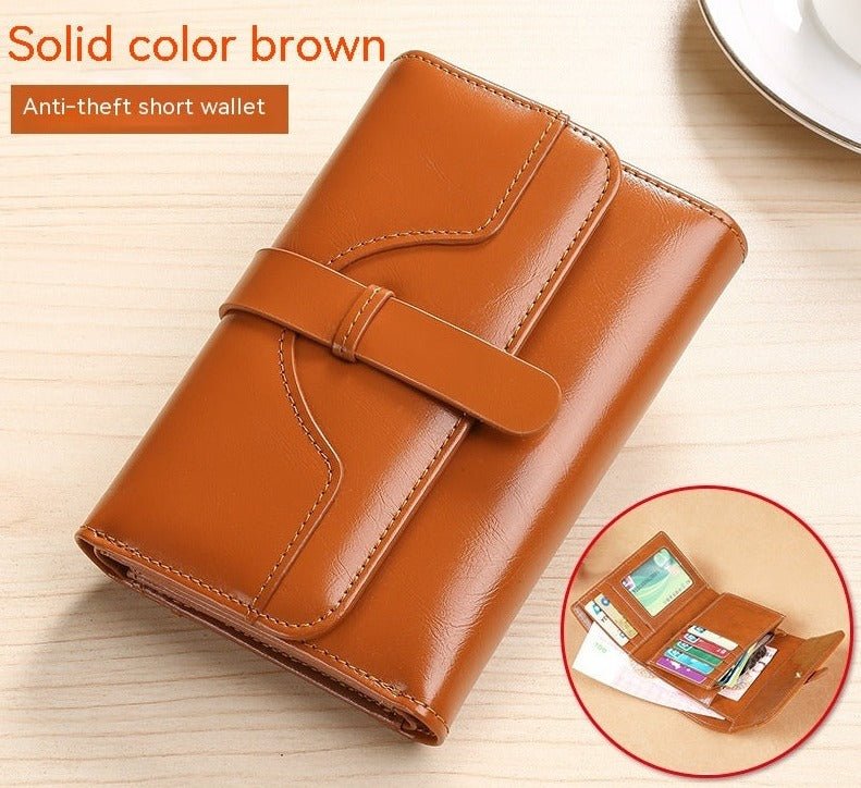 Women's Luxury Vintage Buckle Wallet - Classic Leather Bag