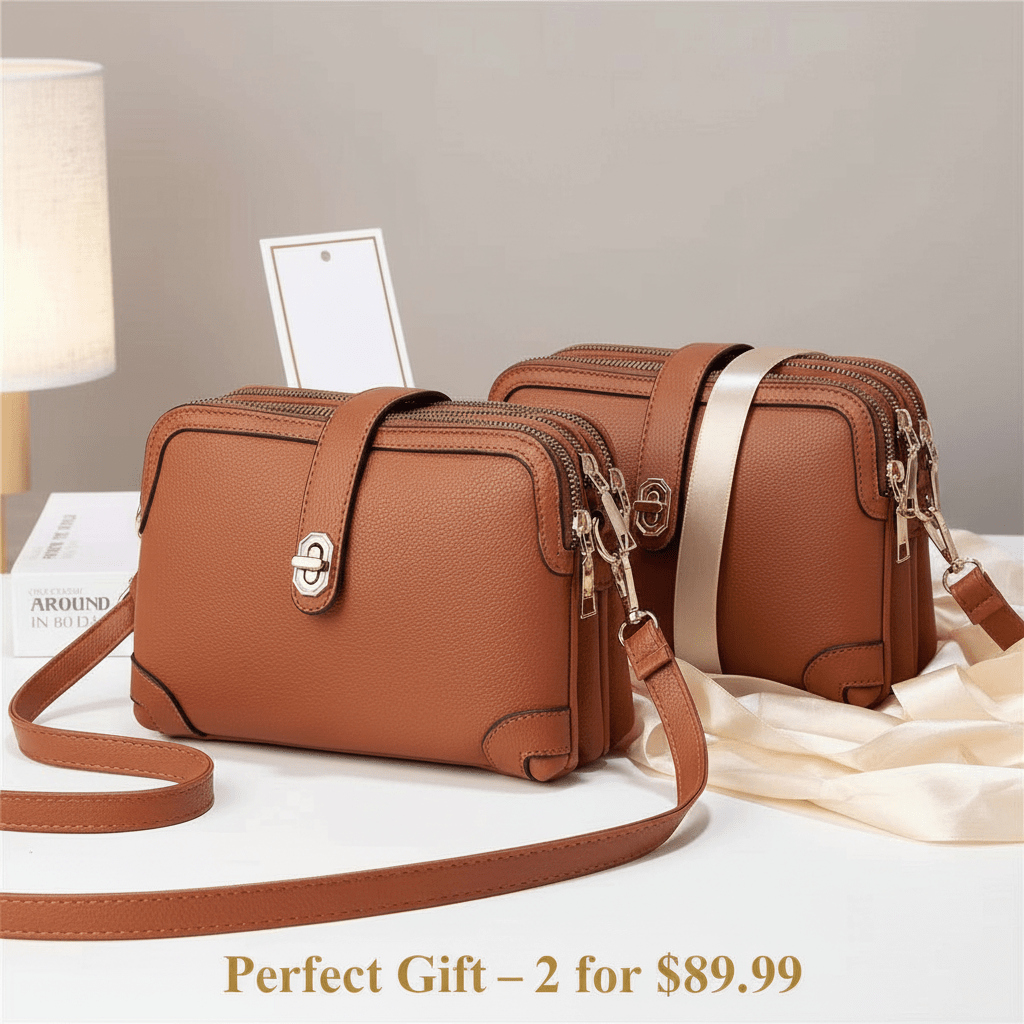 Women's Multi - functional Small Square Crossbody Bag - Classic Leather Bag