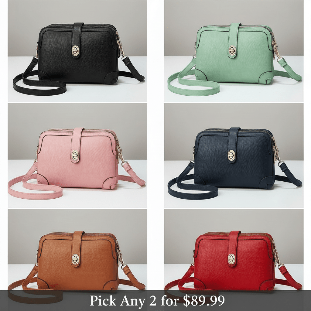Women's Multi - functional Small Square Crossbody Bag - Classic Leather Bag
