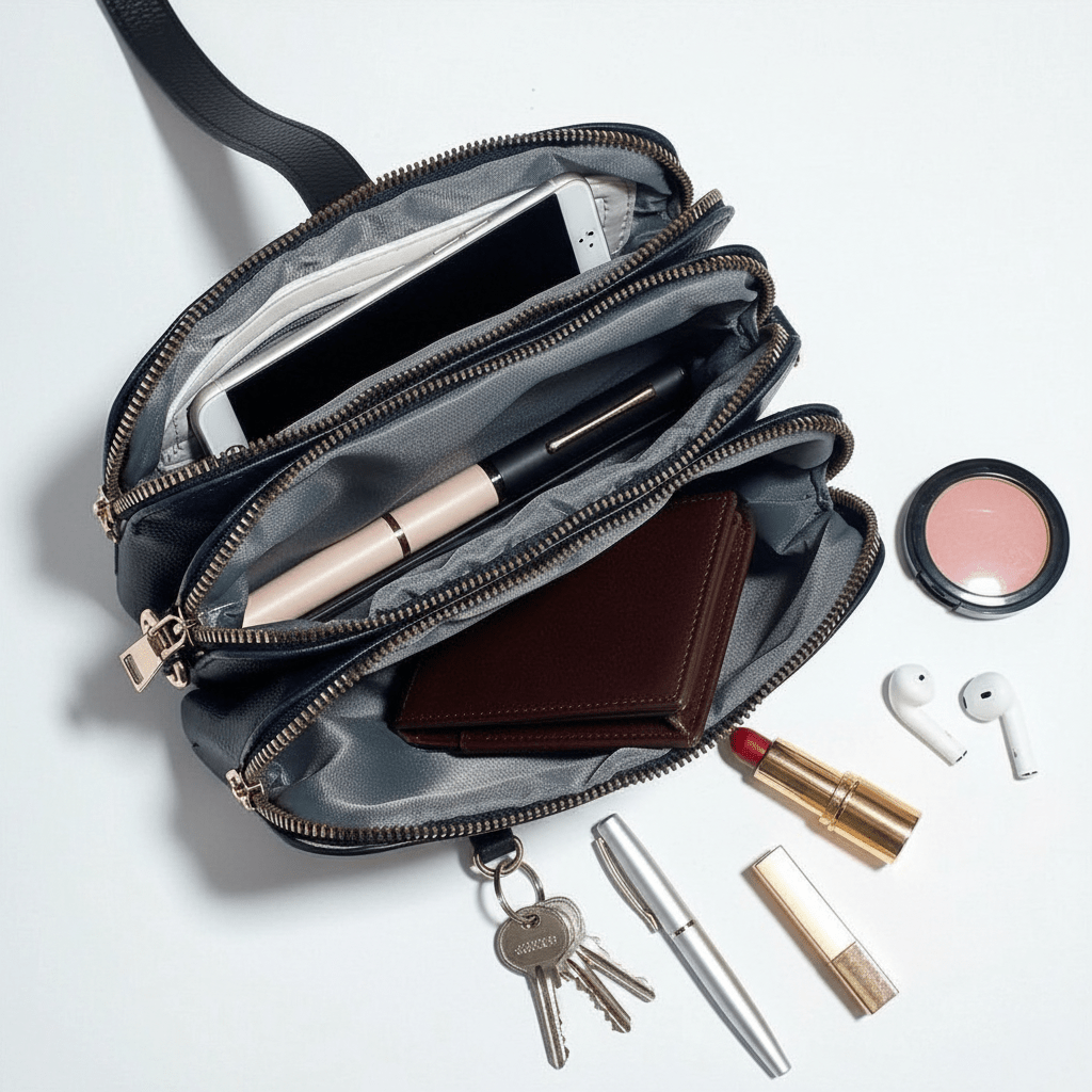 Women's Multi - functional Small Square Crossbody Bag - Classic Leather Bag