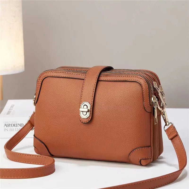 Women's Multi - functional Small Square Crossbody Bag - Classic Leather Bag