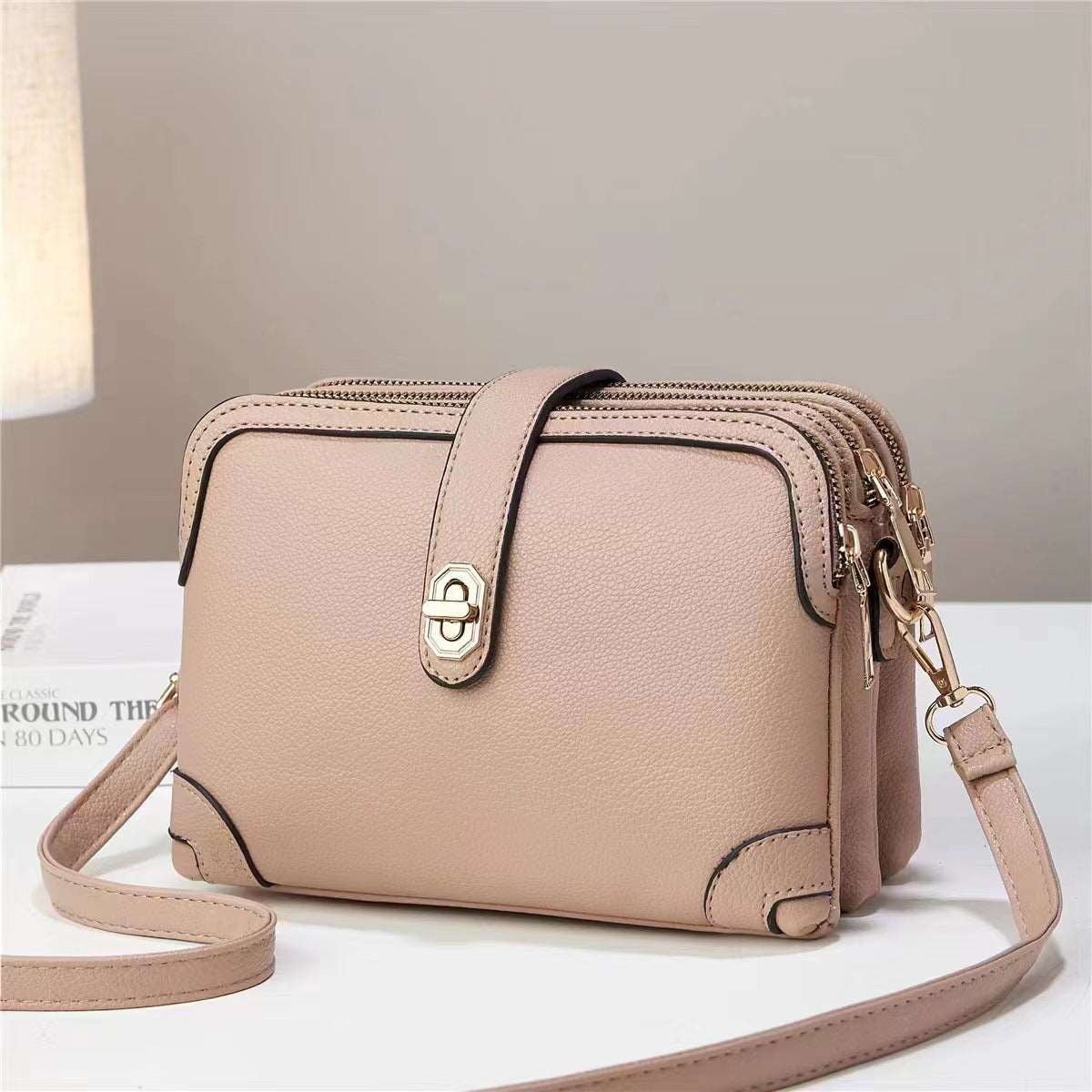 Women's Multi-functional Small Square Crossbody Bag - Classic Leather Bag