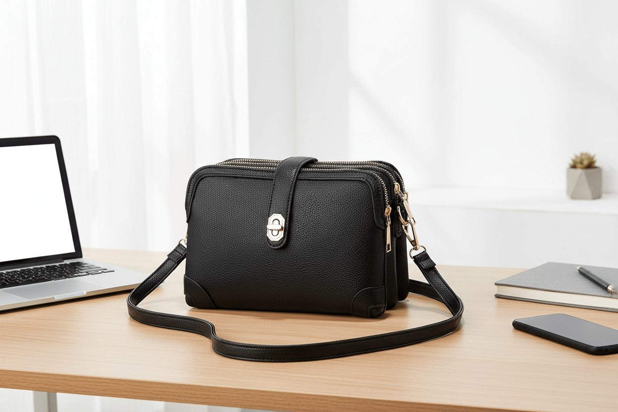 Women's Multi - functional Small Square Crossbody Bag - Classic Leather Bag