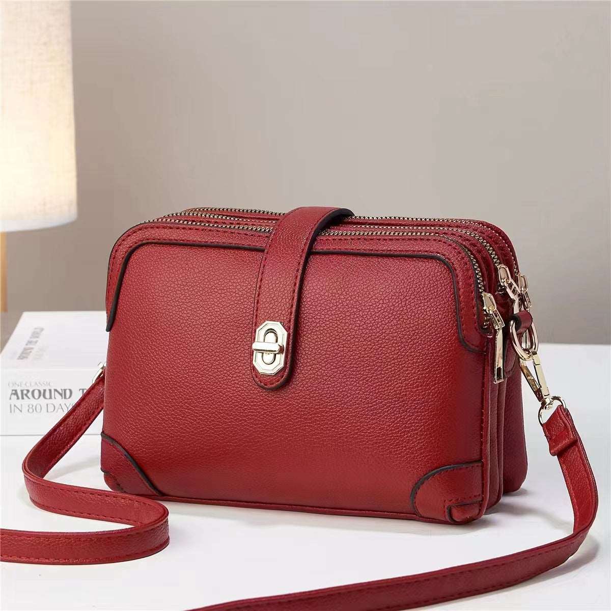 Women's Multi-functional Small Square Crossbody Bag - Classic Leather Bag