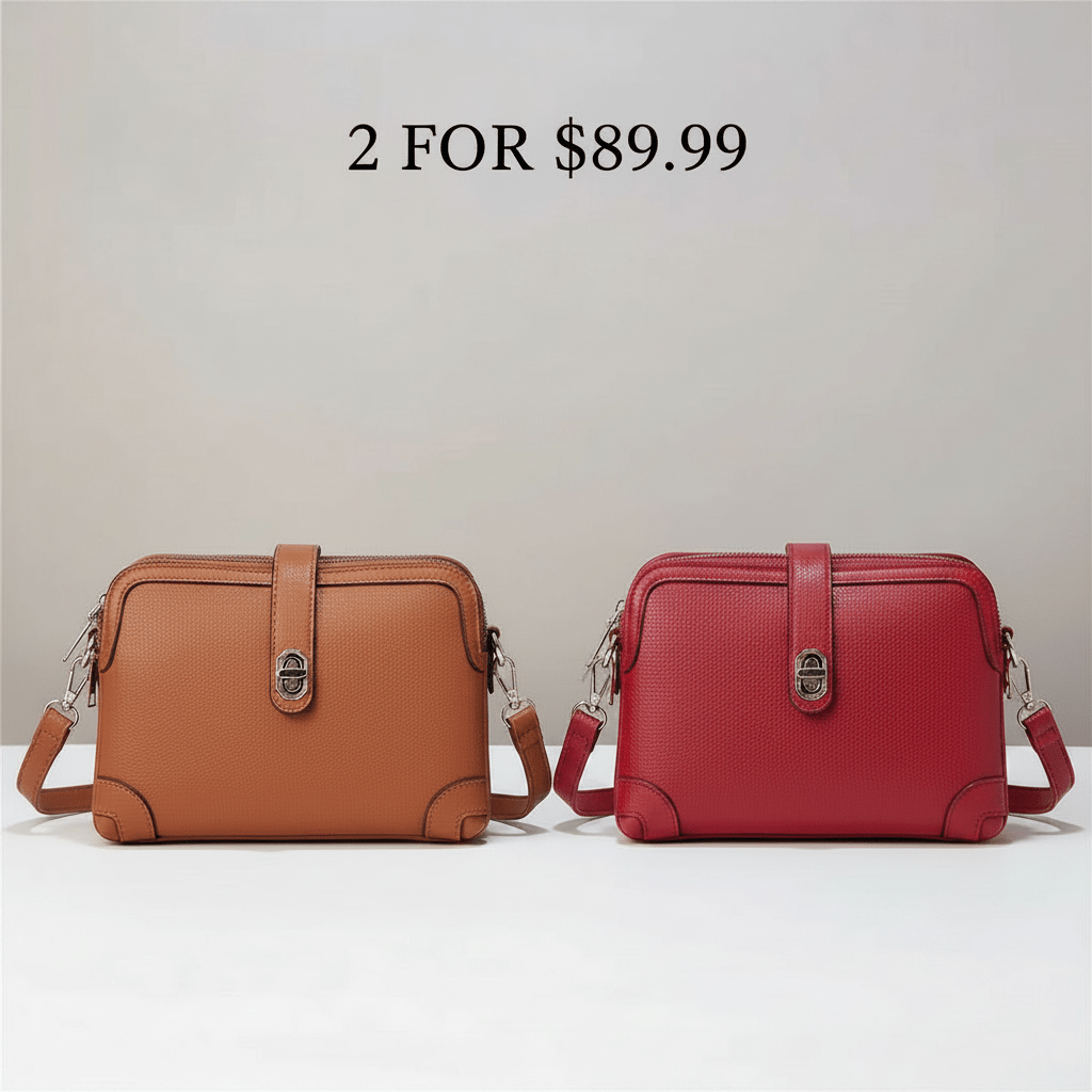 Women's Multi - functional Small Square Crossbody Bag - Classic Leather Bag