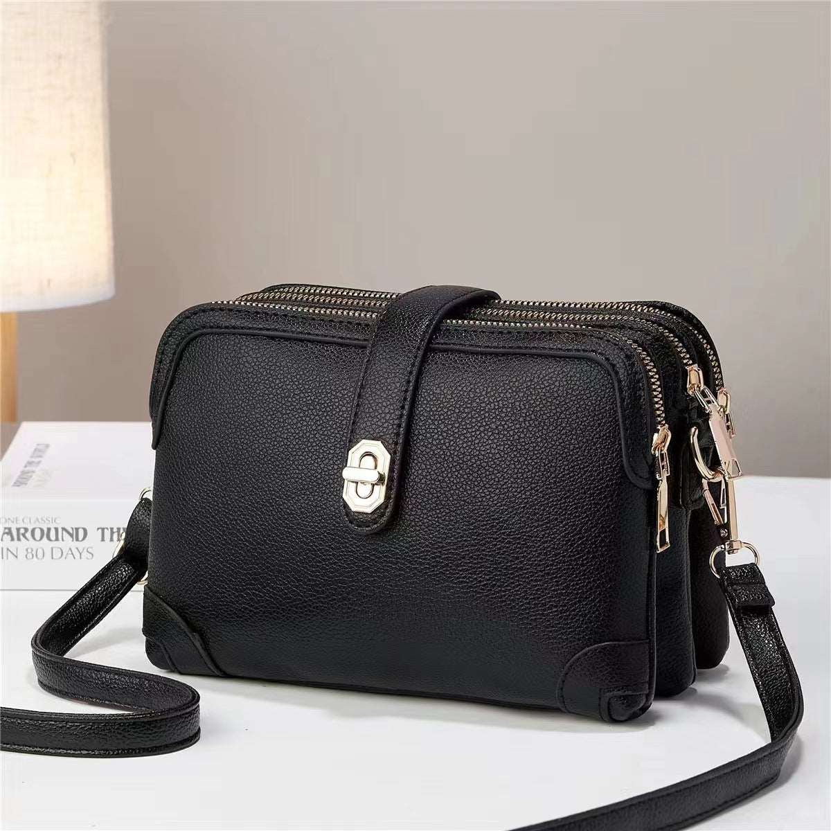 Women's Multi-functional Small Square Crossbody Bag - Classic Leather Bag