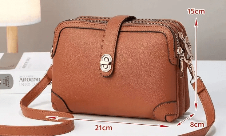 Women's Multi - functional Small Square Crossbody Bag - Classic Leather Bag