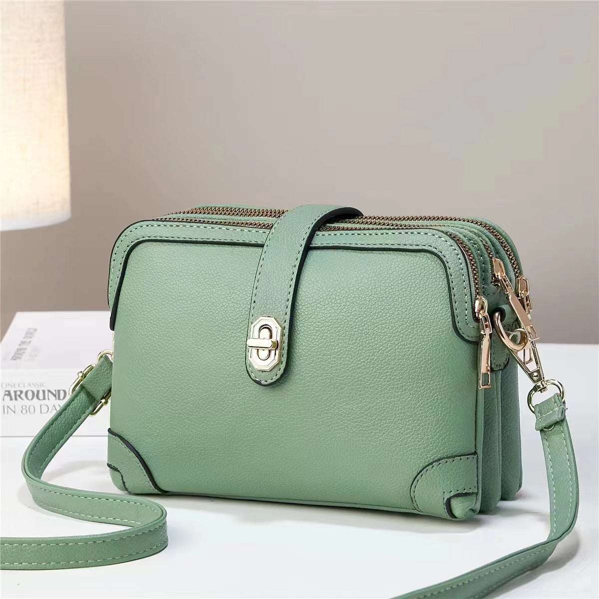 Women's Multi-functional Small Square Crossbody Bag - Classic Leather Bag