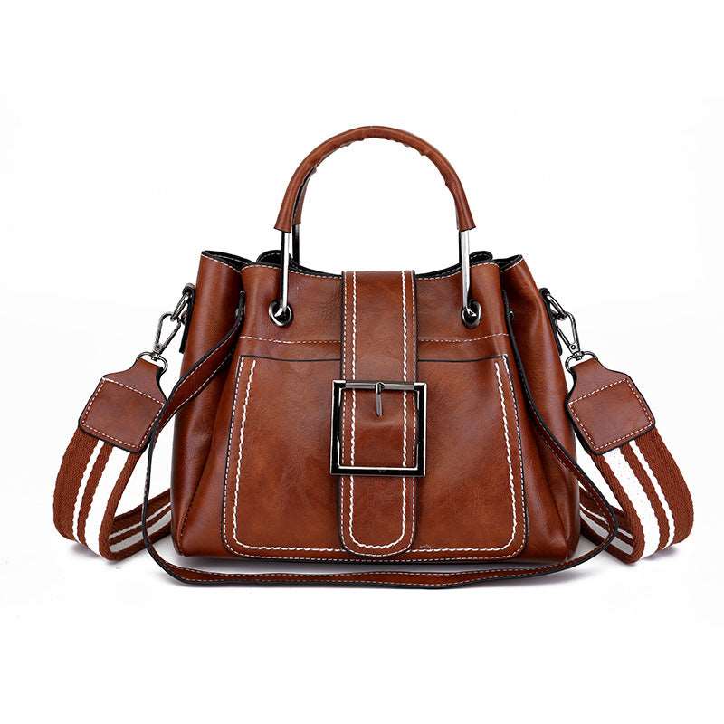 Women's Soft Vintage Bucket Handbag - Classic Leather Bag