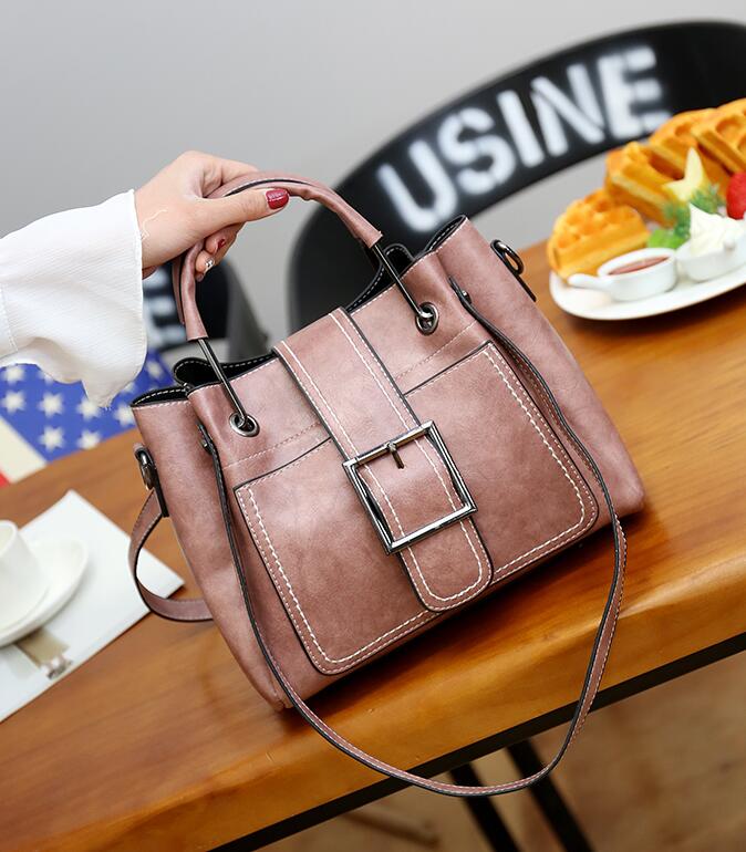 Women's Soft Vintage Bucket Handbag - Classic Leather Bag