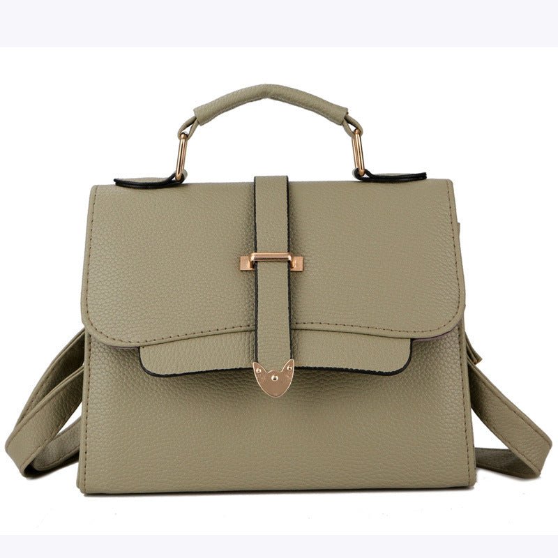 Women's Synthetic Leather Handbag With Handle - Classic Leather Bag