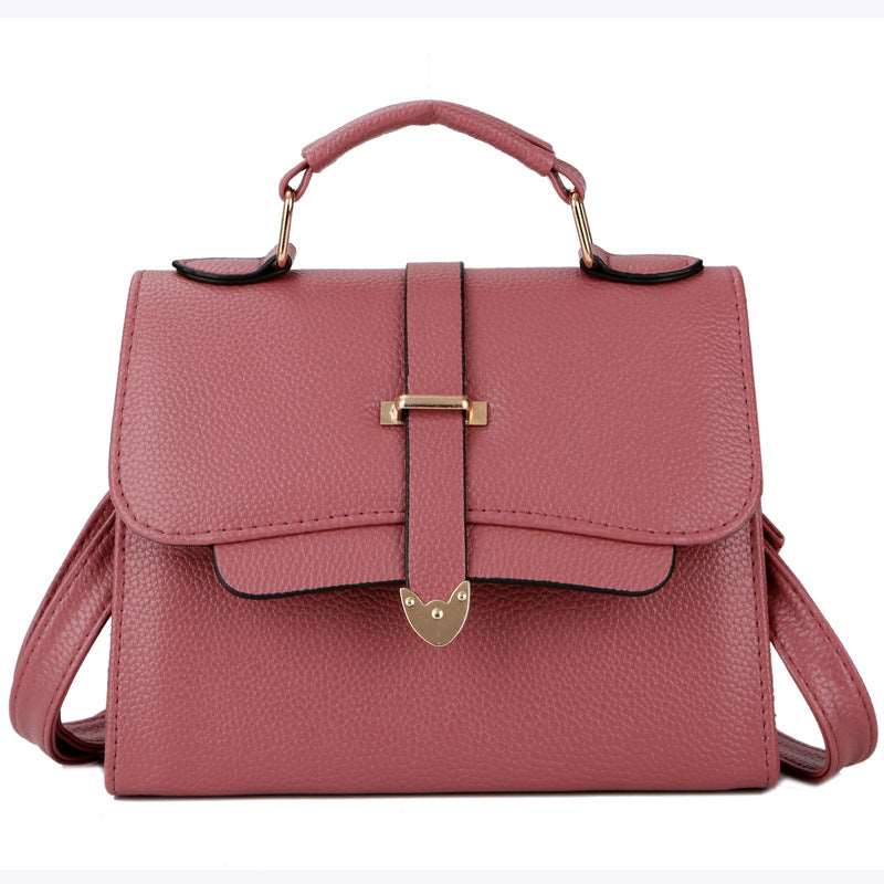 Women's Synthetic Leather Handbag With Handle - Classic Leather Bag