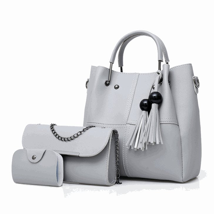 Women's Three Piece Bucket Tote Set - Classic Leather Bag