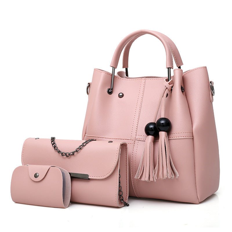 Women's Three Piece Bucket Tote Set - Classic Leather Bag