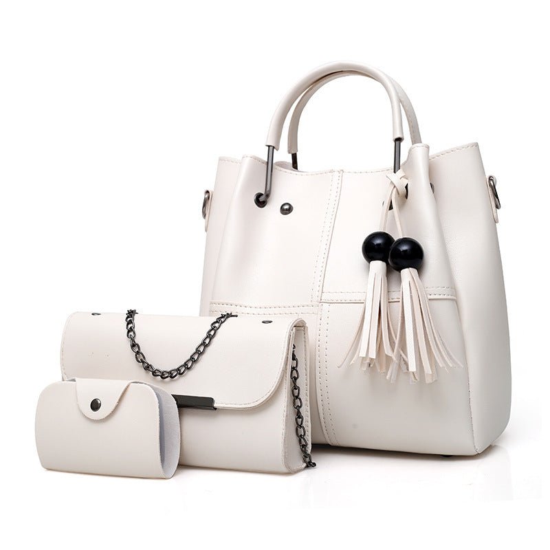 Women's Three Piece Bucket Tote Set - Classic Leather Bag