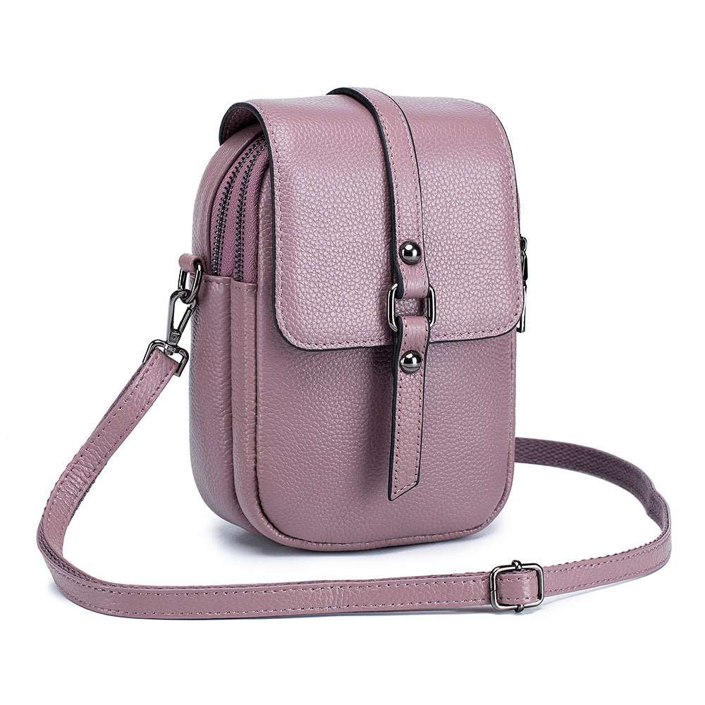 Women's Top Layer Leather Compact Shoulder Bag - Classic Leather Bag